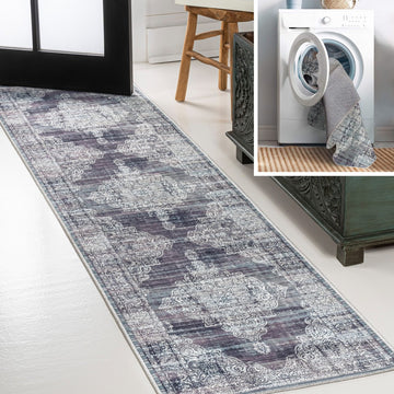 Regis Bohemian Medallion Washable Area Rug